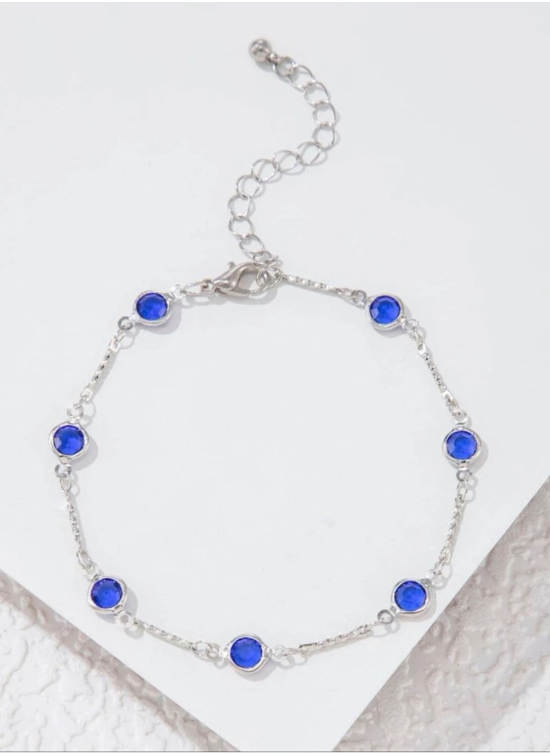 Equal - Elegant Silver Stainless Steel Cubic Zirconia Anklet - Image 1
