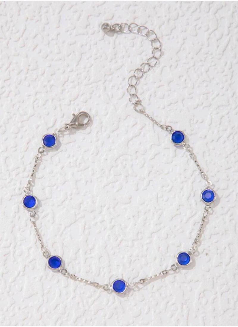 Equal - Elegant Silver Stainless Steel Cubic Zirconia Anklet - Image 1