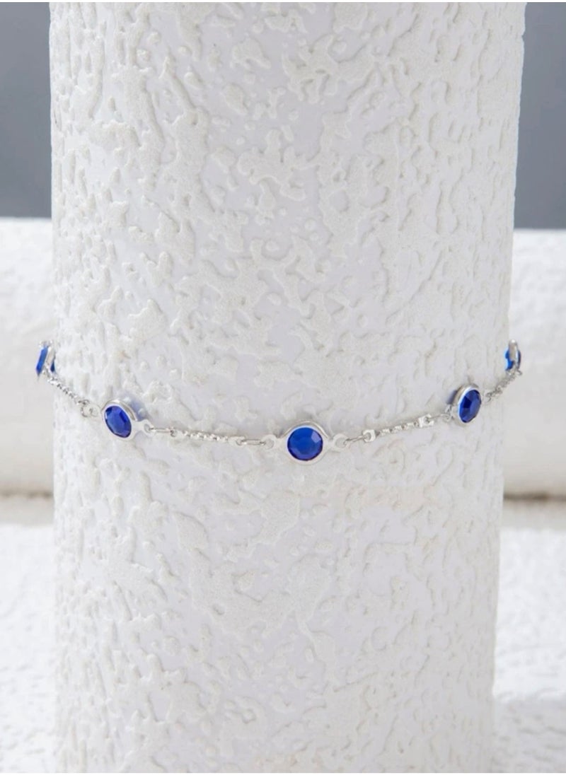 Equal - Elegant Silver Stainless Steel Cubic Zirconia Anklet - Image 1