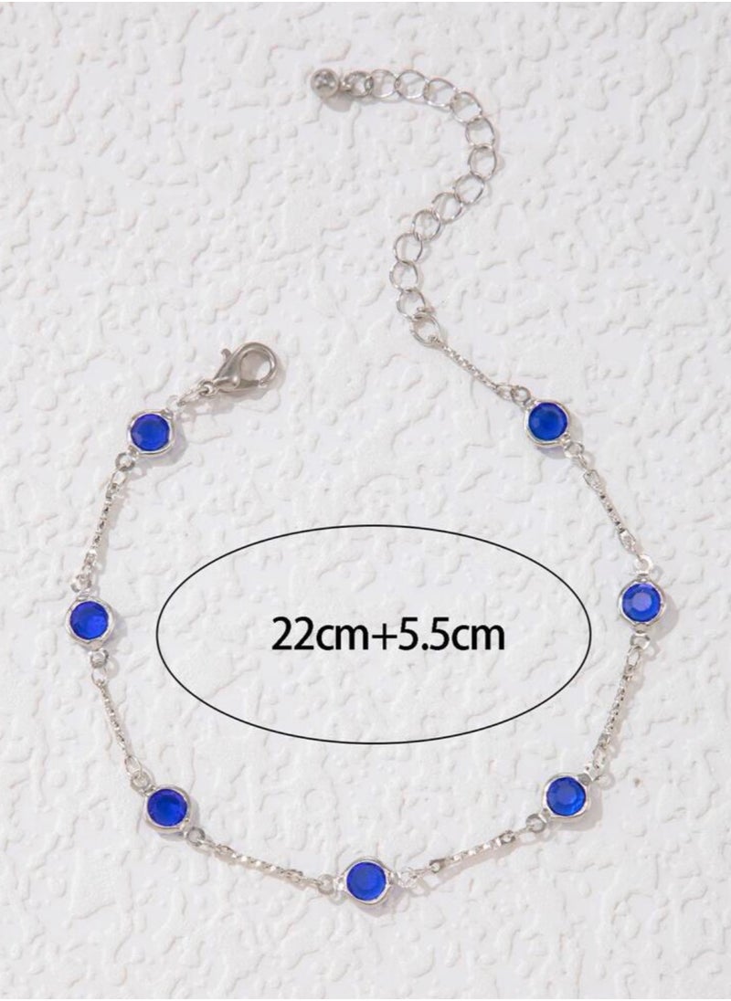 Equal - Elegant Silver Stainless Steel Cubic Zirconia Anklet - Image 1