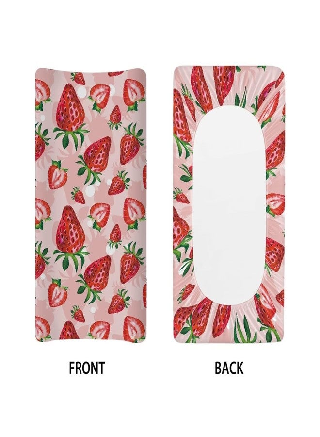 Wideasale Cute Red Strawberry Print Diaper Changing Pad Covers Sofy Cozy Breathable Change Table Sheets Kawaii Fruits Theme for Baby Boys and Girls Fit 32"X16"Contoured Pad - Image 3