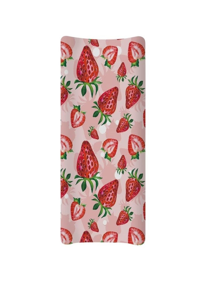 Wideasale Cute Red Strawberry Print Diaper Changing Pad Covers Sofy Cozy Breathable Change Table Sheets Kawaii Fruits Theme for Baby Boys and Girls Fit 32"X16"Contoured Pad - Image 1