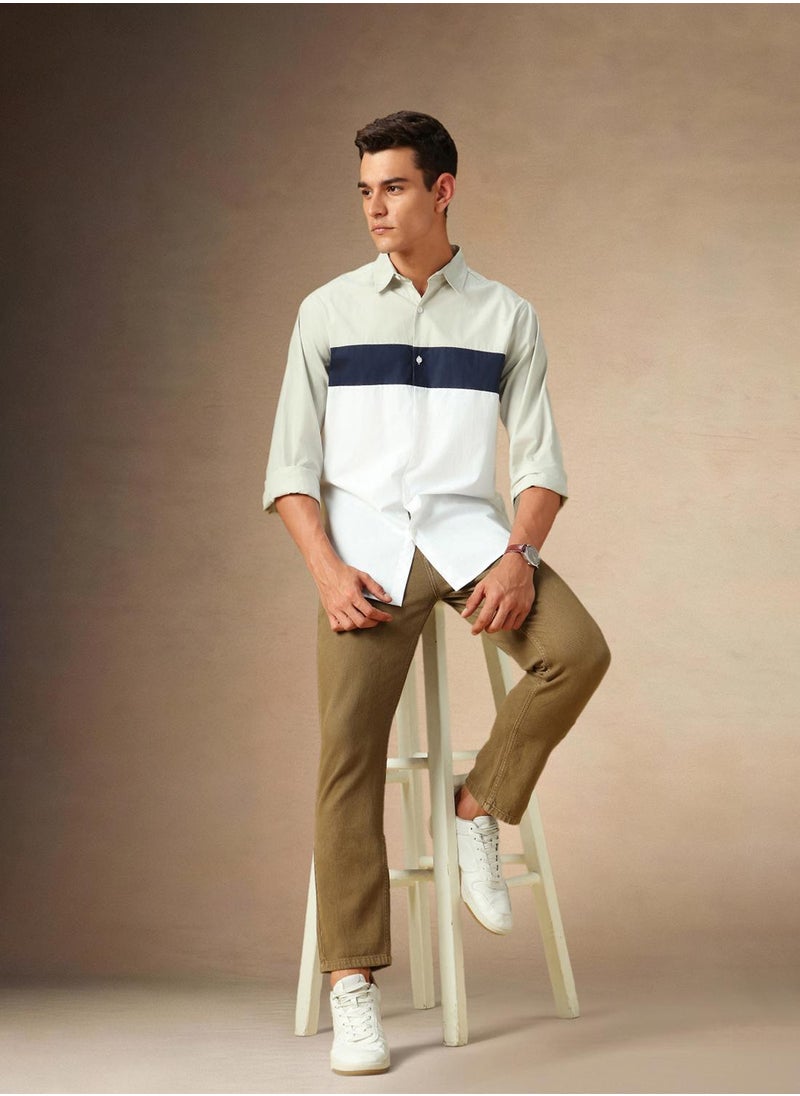 Dennis Lingo Beige, Navy And White Shirt For Men For Men  - Image 5
