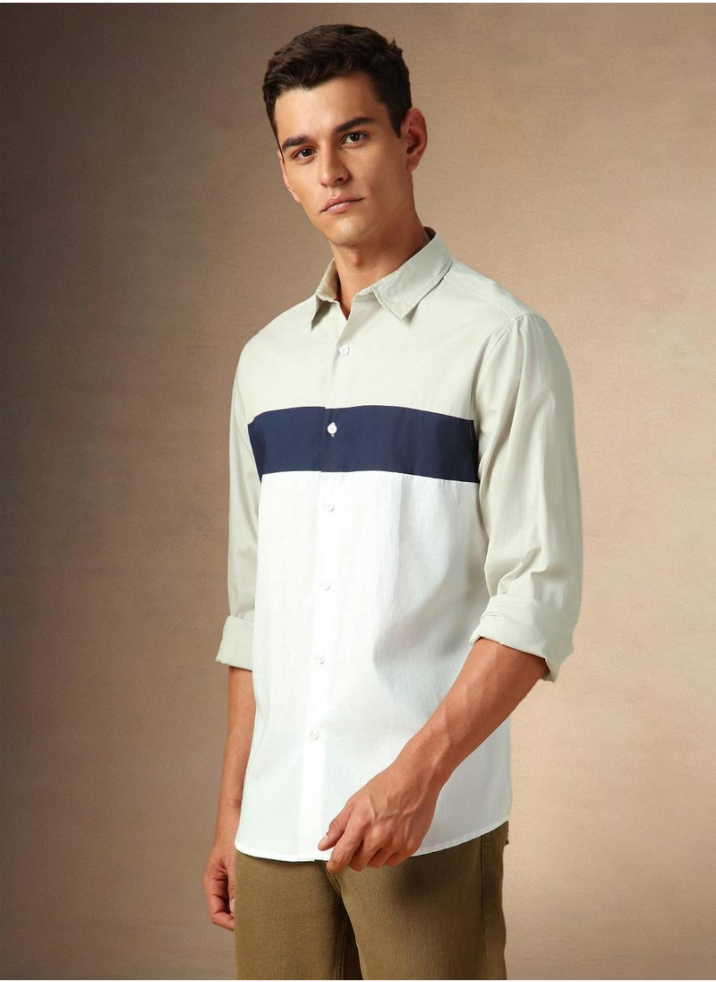 Dennis Lingo Beige, Navy And White Shirt For Men For Men  - Image 2