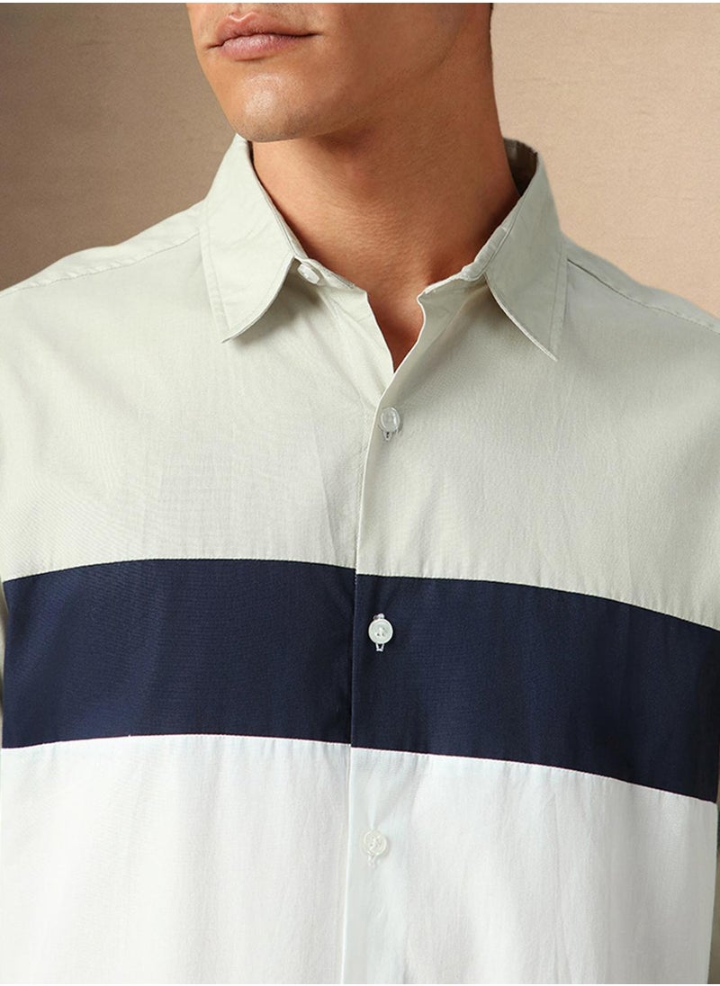 Dennis Lingo Beige, Navy And White Shirt For Men For Men  - Image 4