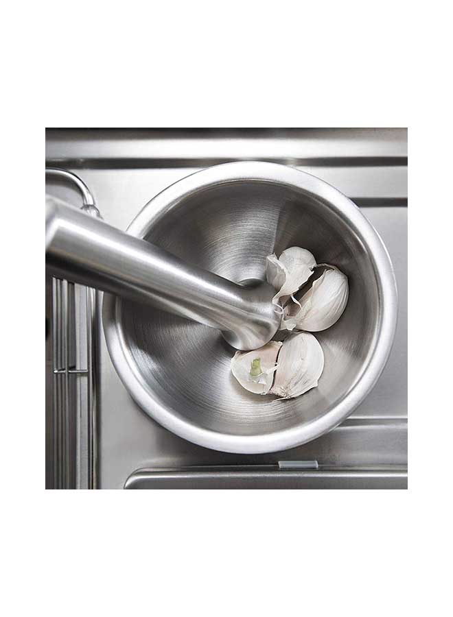 NIBEMINENT Spice Grinder Pill Crusher Mortar And Pestle Silver 15centimeter - Image 2