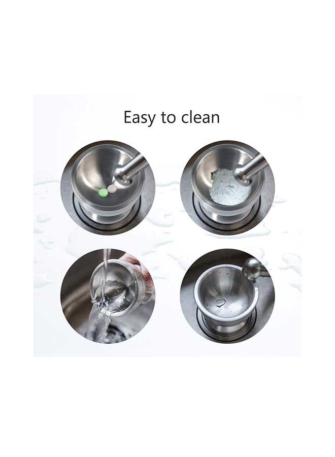 NIBEMINENT Spice Grinder Pill Crusher Mortar And Pestle Silver 15centimeter - Image 4