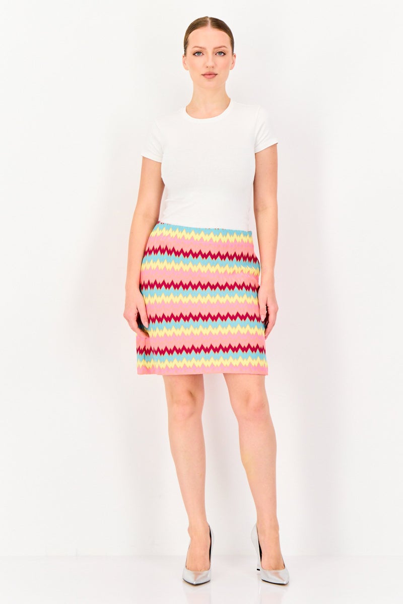 promod Women Chevron Mini Skirt, Multicolor - Image 2