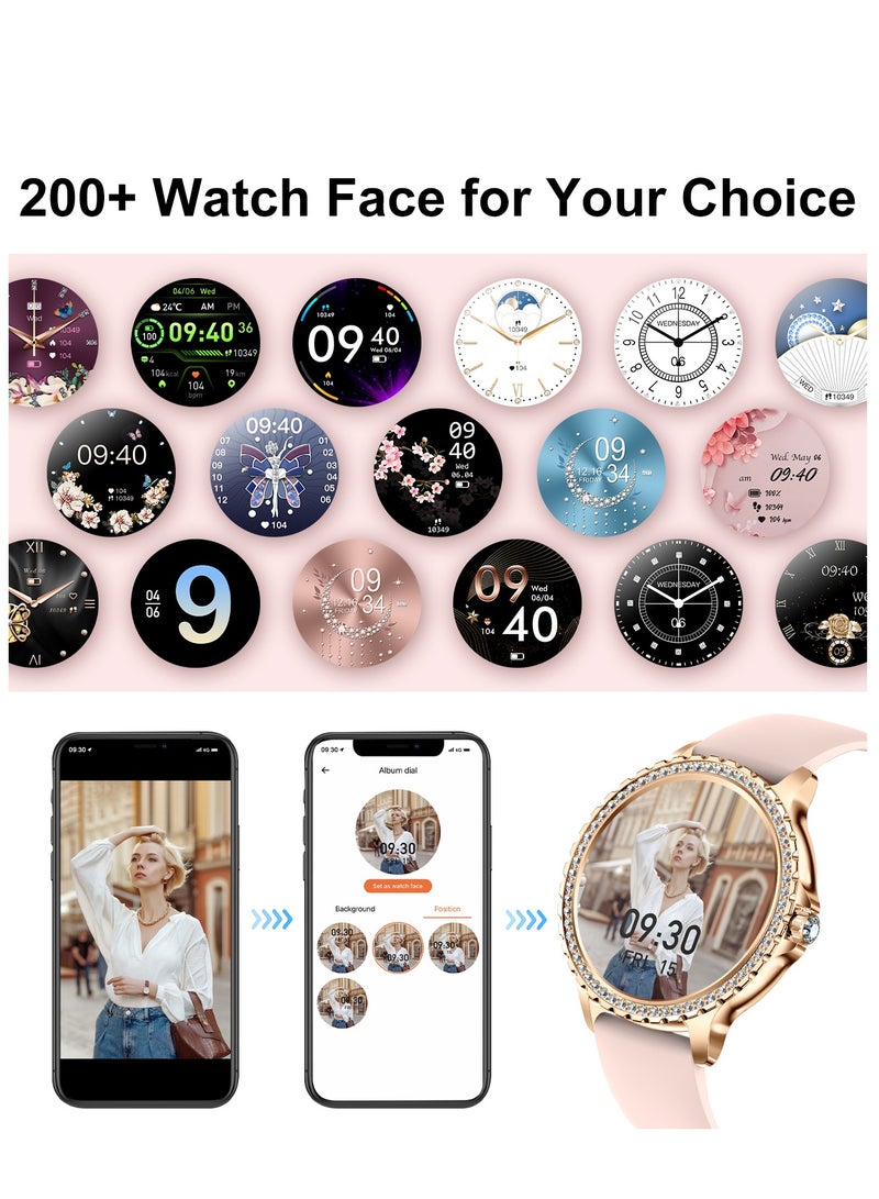 LIGE Women Smart Watch Stainless Steel Gold Luxury Diamonds decoration Ladies Sport Smartwatches 24H Heart Rate/Sleep Monitor IP67 Waterproof for Android IOS  - Image 3