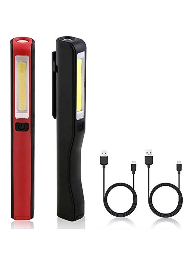Generic Workshop Lamp Led Work Light Cob Work Light Led Hand Lamp Rechargeable Super Bright Led Inspection Lights With Magnet Clip And Usb Charging Cable Black And Red (2 Pieces) - Image 1