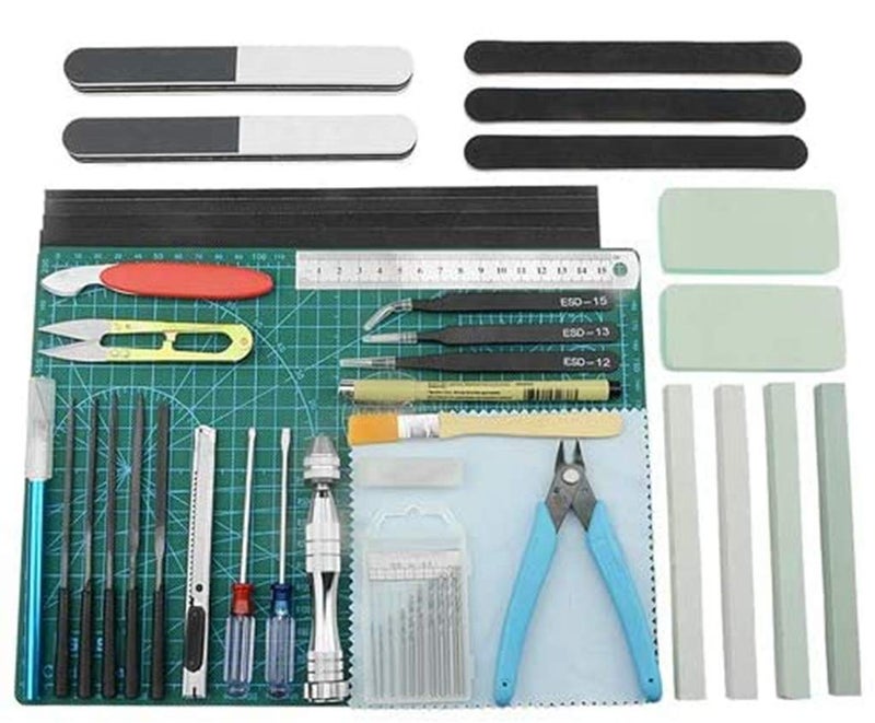 BXQINLENX Professional 38 PCS Model Tools Kit Modeler Basic Tools Craft Set Hobby Building Tools Kit for Gundam Car Model Building Repairing and FixingP - Image 4