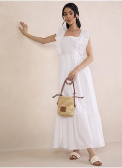 Femmella Tie-Up Back Poplin Tiered Maxi Dress by Styli  - Image 2