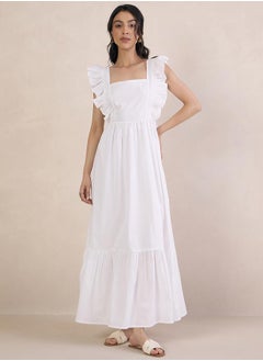 Femmella Tie-Up Back Poplin Tiered Maxi Dress by Styli  - Image 4
