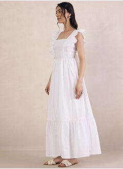 Femmella Tie-Up Back Poplin Tiered Maxi Dress by Styli  - Image 5