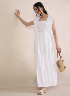 Femmella Tie-Up Back Poplin Tiered Maxi Dress by Styli  - Image 3