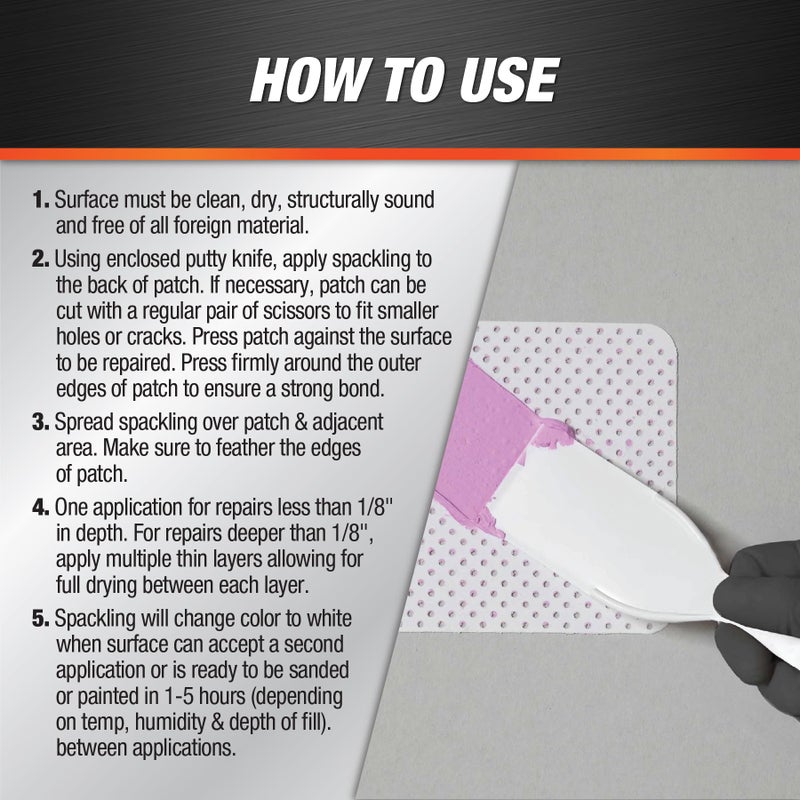DAP DryDex Spackling Wall Repair Patch Kit, with Pink/White Dry Time Indicator, 8 Oz (7079812345) - Image 4