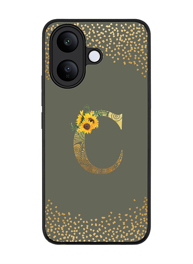 For vivo V60 Lite 5G / V60 Lite 4G Case,Slim fit Camera Protection, Shockproof Thin Phone cover  - Custom Floral Monogram - C  (Olive Green )