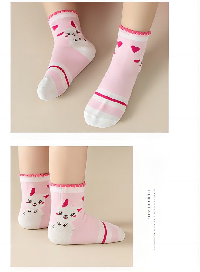 5 Pairs of Children's Cotton Socks Grip Sticky Cotton Floor Socks Suitable for 3-5 Years Old Baby Cotton Cartoon Cute Mid-Stocks Girls Socks Stockings  - Image 4