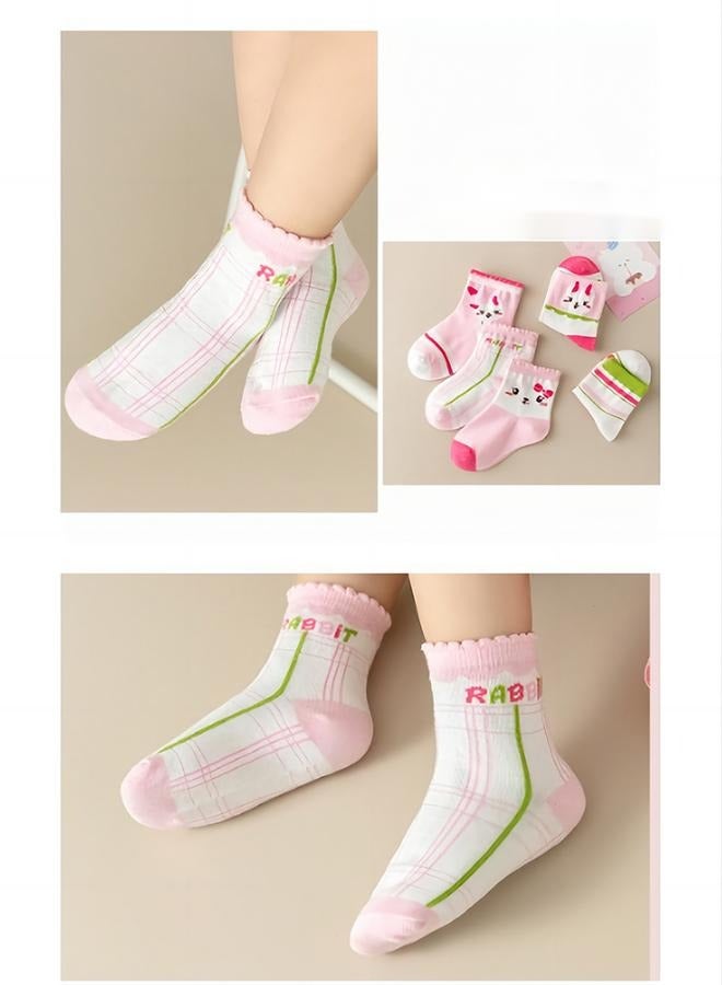 5 Pairs of Children's Cotton Socks Grip Sticky Cotton Floor Socks Suitable for 3-5 Years Old Baby Cotton Cartoon Cute Mid-Stocks Girls Socks Stockings  - Image 3