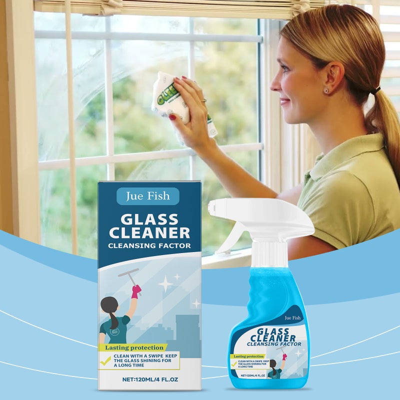 Jue Fish Glass Cleaner Household Mirror Glass Oil Cleaner Stain Remover Glass Cleaning Spray - Image 2