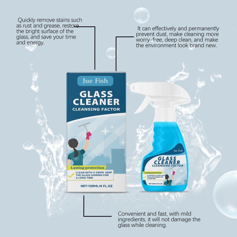 Jue Fish Glass Cleaner Household Mirror Glass Oil Cleaner Stain Remover Glass Cleaning Spray - Image 5