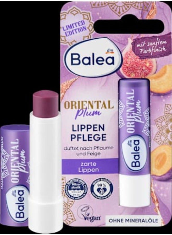 Balea Oriental Plum lip balm – limited edition, provides hydration and soft lips with a pleasant plum and fig scent, vegan formula, mineral oil-free, size 4.8g. - Image 2