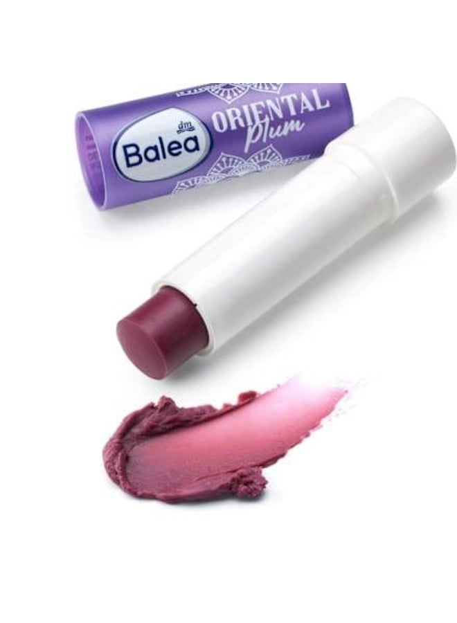 Balea Oriental Plum lip balm – limited edition, provides hydration and soft lips with a pleasant plum and fig scent, vegan formula, mineral oil-free, size 4.8g. - Image 3
