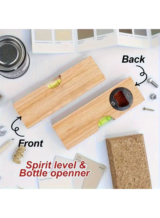 Multifunctional Solid Wood Level Ruler With Stainless Steel Bottle Opener Durable Gift - Image 3