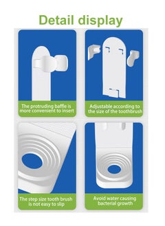 Ssovi 3-piece Bathroom storage, non perforated wall mounted adult and children's household toothbrush holder, storage bracket, electric toothbrush holder（white pink blue）  - Image 3