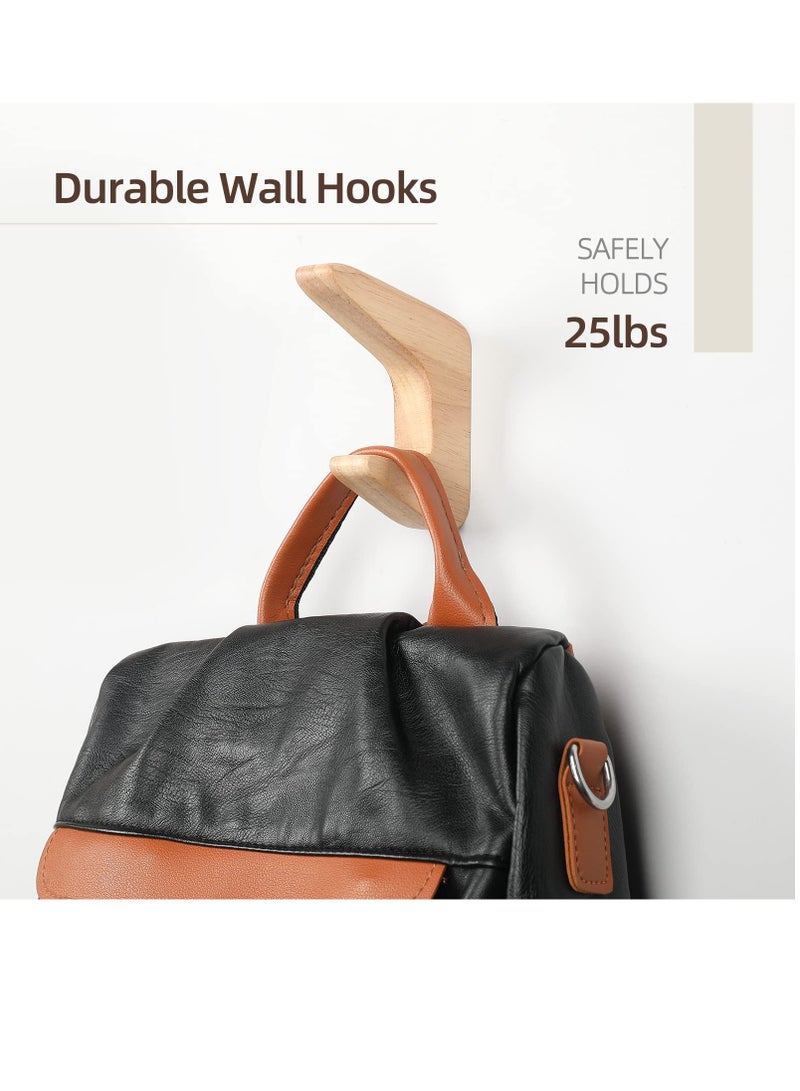 SYOSI 4PCS Minimalist Wood Wall Hooks,  Modern Wooden Wall Mounted Hooks Natural Wooden Coat Hook Rack Mounted Wooden Pegs Wall Coat Hook Simplistic Wall Mounted Hooks for Hanging Hat, Towel, Robe, Bag - Image 2