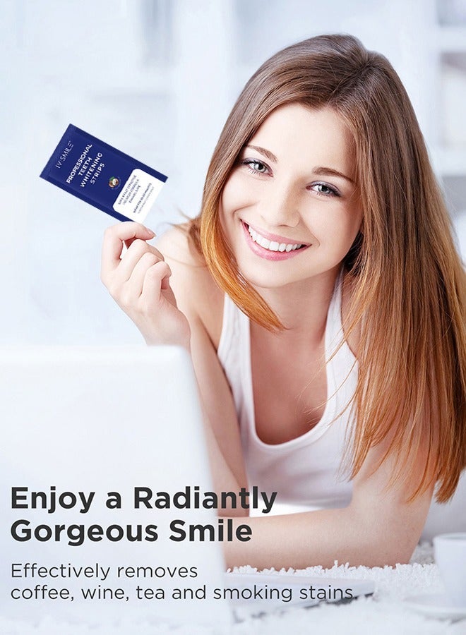 إيفيسميل مجموعة تبييض الأسنان 5D مكونة من 28 قطعة، شرائط تبييض الأسنان للحساسية، تأثيرات احترافية، 28 شريط تبييض آمن، إزالة البقع العميقة وتبييض الأسنان - Image 5