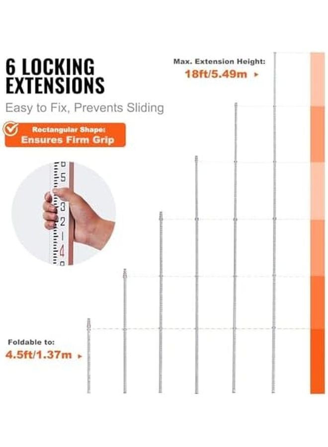18 ft Telescopic Grade Measuring Rod with Carry Bag for Surveyors Builders Contractors - Image 4