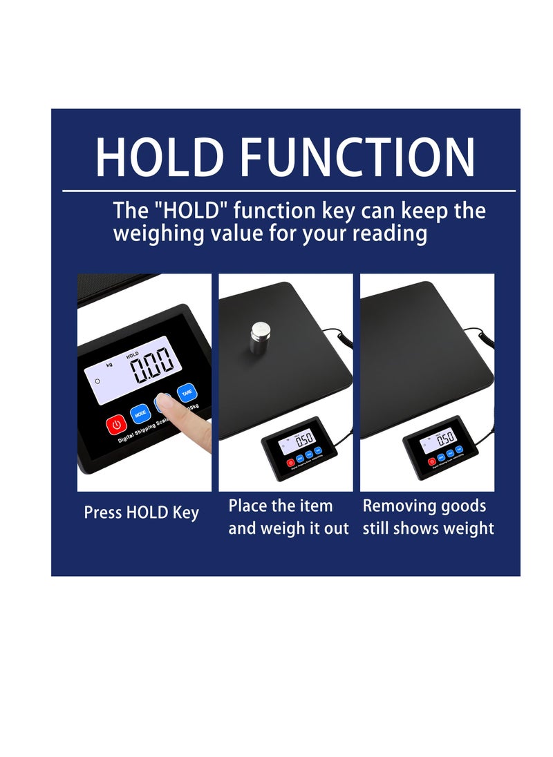 Excefore - Digital Shipping Scale, 440lbs/10g Shipping Digital Scale, Food Scales for Kitchen with Tare Function, Manual and Auto Off LCD Display, Heavy Duty Postal Scale for Packages, Luggage, Post - Image 1