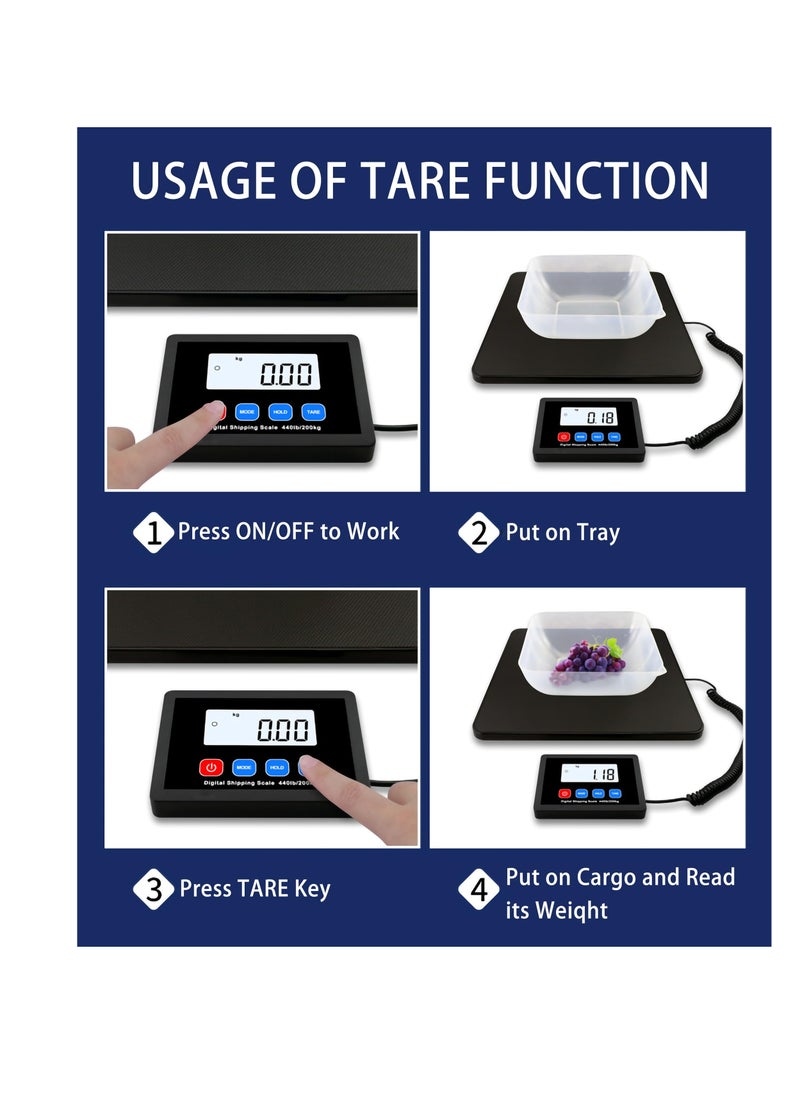Excefore - Digital Shipping Scale, 440lbs/10g Shipping Digital Scale, Food Scales for Kitchen with Tare Function, Manual and Auto Off LCD Display, Heavy Duty Postal Scale for Packages, Luggage, Post - Image 1