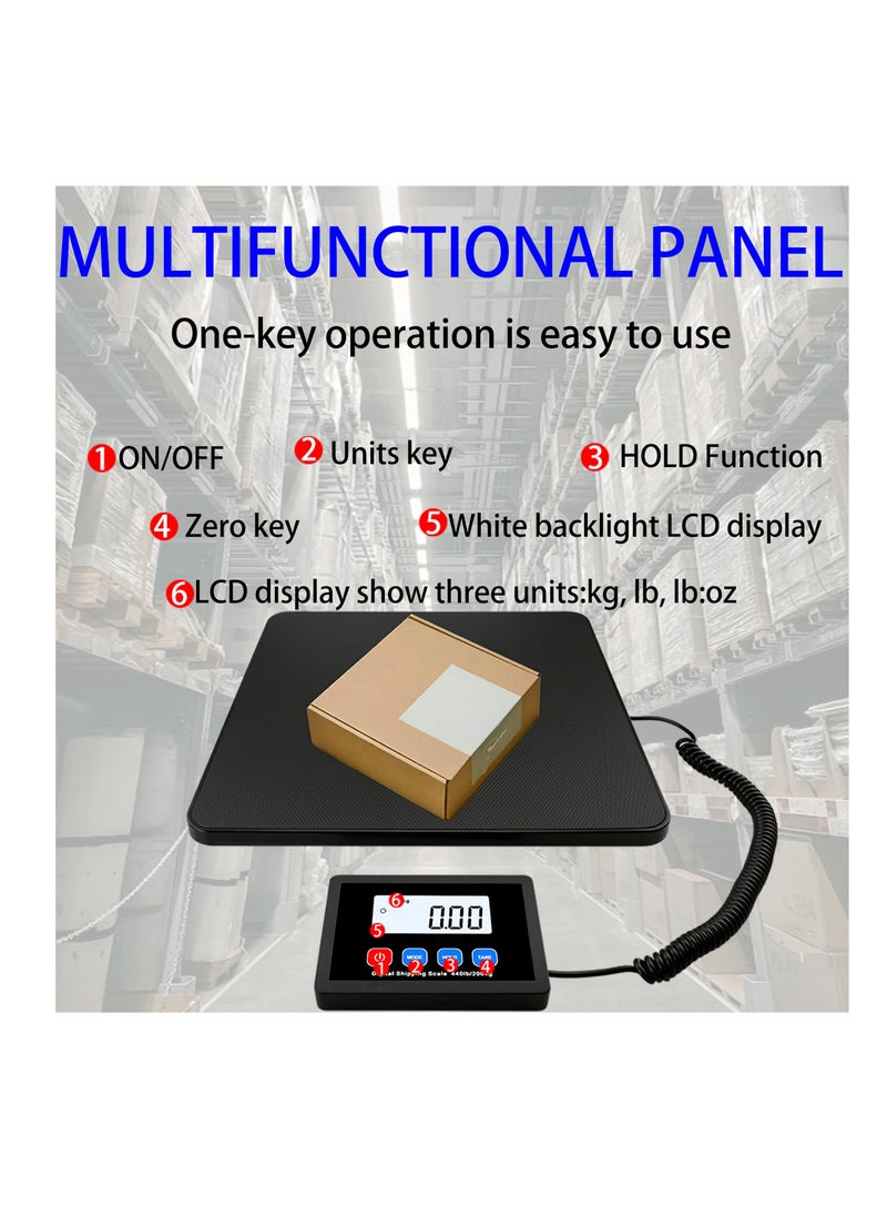 Excefore - Digital Shipping Scale, 440lbs/10g Shipping Digital Scale, Food Scales for Kitchen with Tare Function, Manual and Auto Off LCD Display, Heavy Duty Postal Scale for Packages, Luggage, Post - Image 1