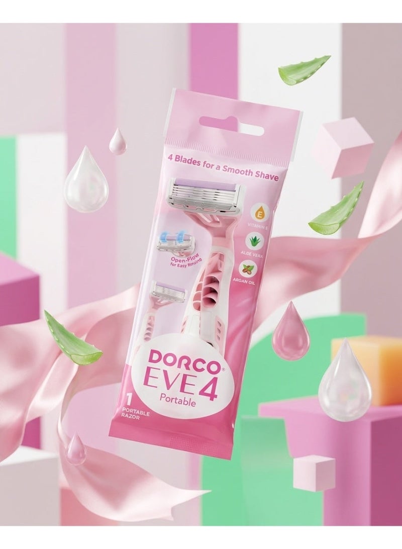 DORCO EVE 4 Women's Disposable Razor - 4-Blade Smooth & Gentle Shave - 1 Piece - Image 4