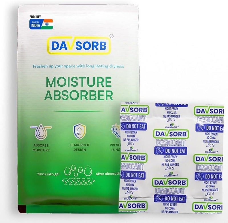 CILICAnT DAVSORB Dehumidifier Room Moisture Absorber Sachet for Home, Cars, Electronic items, Wardrobe & Shoe Racks | Fights Excess Moisture & Prevents Mould & Fungus; 50gm-pack of 5, White (Medium) - Image 1