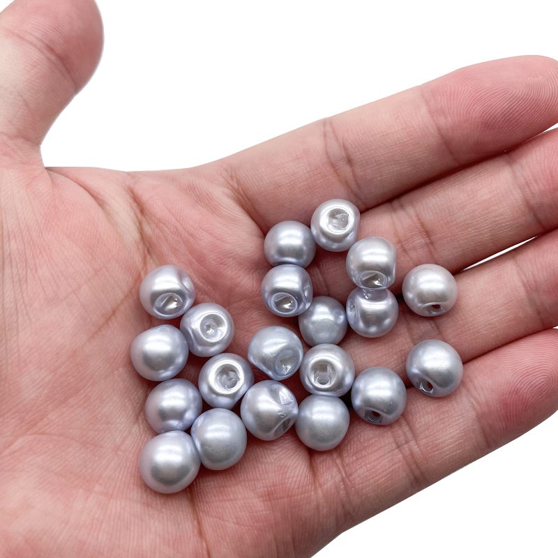 6Light Blue Pearl Buttons 10mm Round Sewing Resin Pearl Buttons with Hole Apply for DIY Craft Sewing Shirt Skirt Dress and Wedding Gown50Pcs