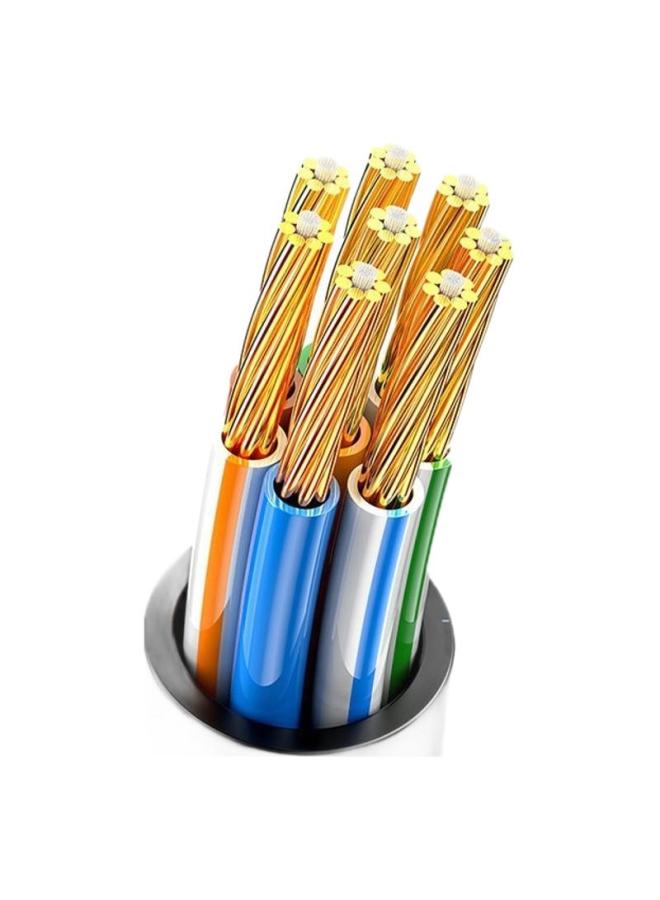 Qilian Super Six Fine Round Wire Short Body Crystal Head 8 Core 10 Gigabit Unshielded Pure Copper Broadband Wire 0.3/1 M-Color:White-Line Length:10m  - Image 5