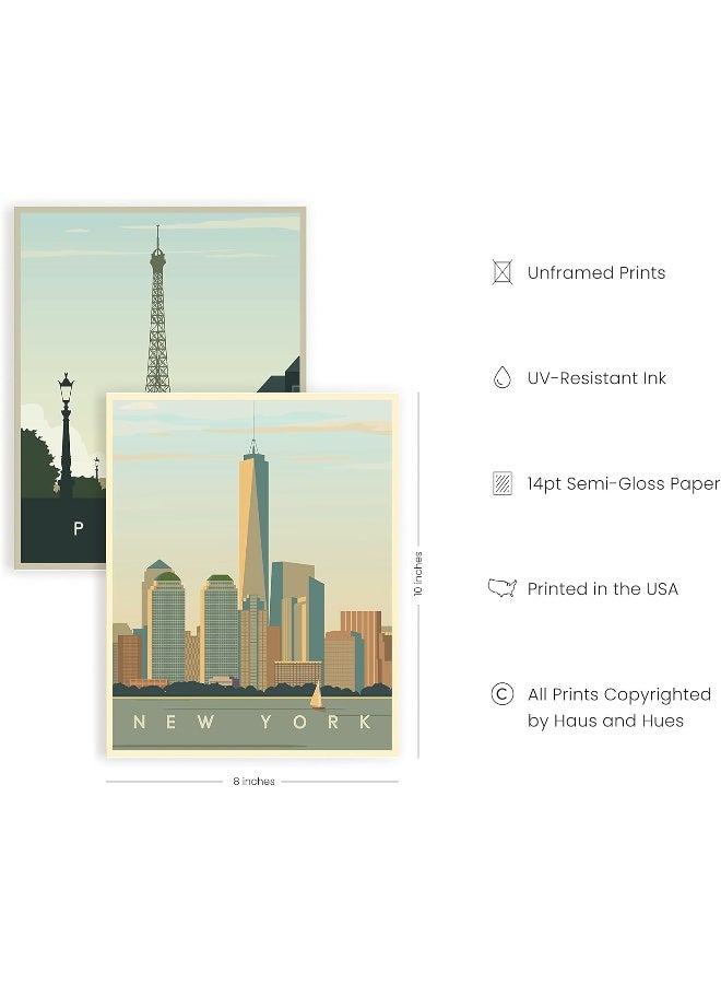 Home Trove City Wall Art Vintage Travel Posters Set Of 4 Travel Wall Art Posters Of London, New York Print, Paris Wall Poster And Amsterdam City Wall Decor | 8" X 10", Unframed  - Image 2