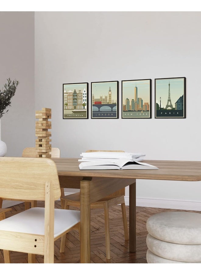 Home Trove City Wall Art Vintage Travel Posters Set Of 4 Travel Wall Art Posters Of London, New York Print, Paris Wall Poster And Amsterdam City Wall Decor | 8" X 10", Unframed  - Image 4