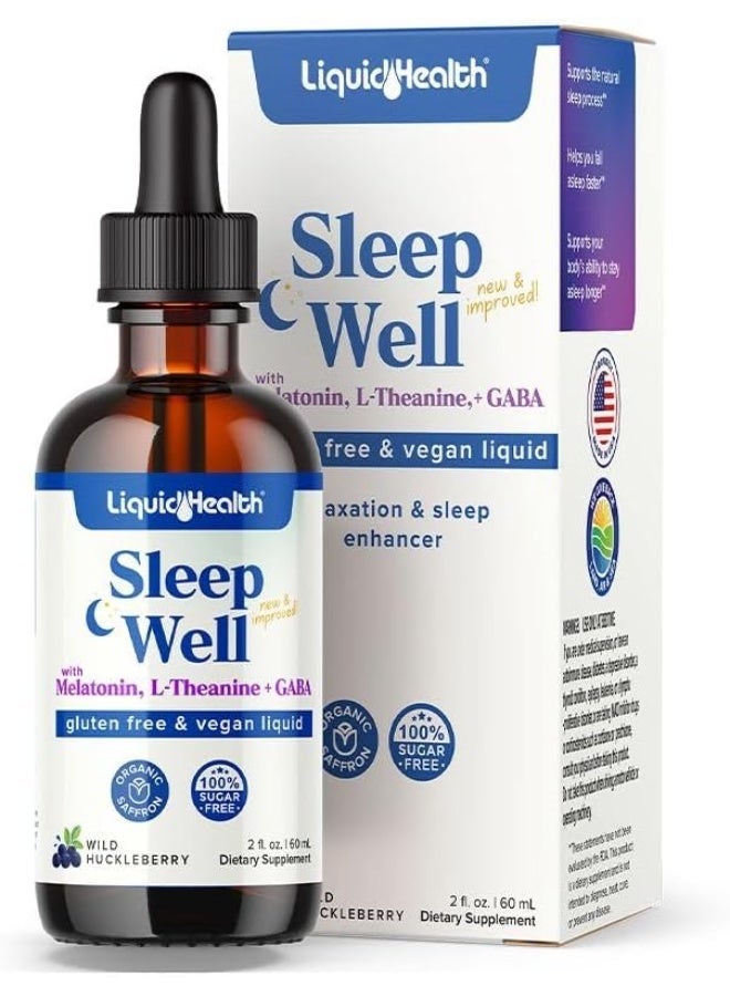 LIQUIDHEALTH Sleep Well 2 Oz Liquid Melatonin 5 mg, L-Theanine Supplement & Natural Sleep Aid, Fall Asleep Faster, Stay Asleep Longer, 100% Drug and Gelatin Free, Sugar Free, Non-GMO Sleep Spray Drops - Image 1