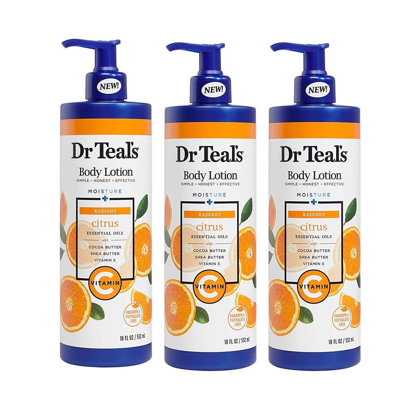 Dr Teal's Dr Teals Vitamin C  Citrus Body Lotion Gift Set 3 Pack 18oz Ea  Glow  Radiance Formula  Essential Oils Blended with Pure Epsom Salt Nourish Skin  Helps Relieve the Mind of Stress 