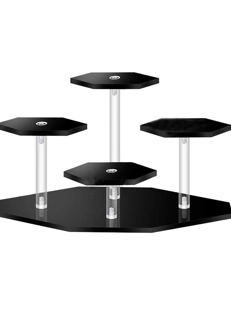 راكسوم حامل عرض أكريليك، حامل عرض شفاف لألعاب الشخصيات، منظم عطور بأربع طبقات، حامل عرض للتخزين، حامل عرض للحلوى، سطح مكتب، ديكور، أسود - Image 1