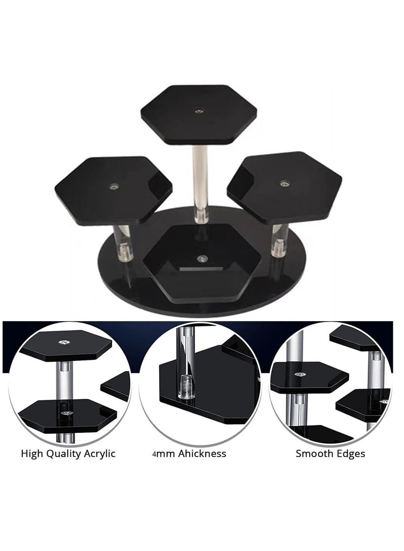 راكسوم حامل عرض أكريليك، حامل عرض شفاف لألعاب الشخصيات، منظم عطور بأربع طبقات، حامل عرض للتخزين، حامل عرض للحلوى، سطح مكتب، ديكور، أسود - Image 2