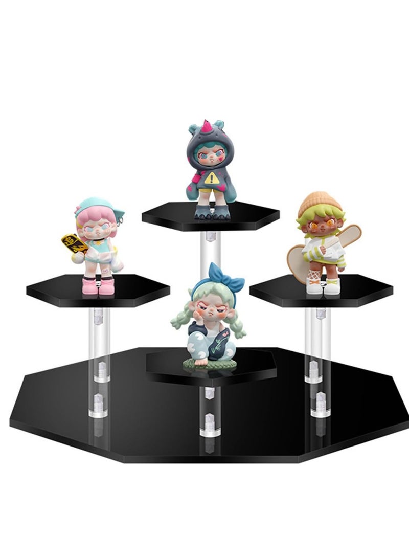 راكسوم حامل عرض أكريليك، حامل عرض شفاف لألعاب الشخصيات، منظم عطور بأربع طبقات، حامل عرض للتخزين، حامل عرض للحلوى، سطح مكتب، ديكور، أسود - Image 3