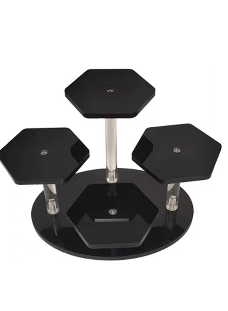 راكسوم حامل عرض أكريليك، حامل عرض شفاف لألعاب الشخصيات، منظم عطور بأربع طبقات، حامل عرض للتخزين، حامل عرض للحلوى، سطح مكتب، ديكور، أسود - Image 4