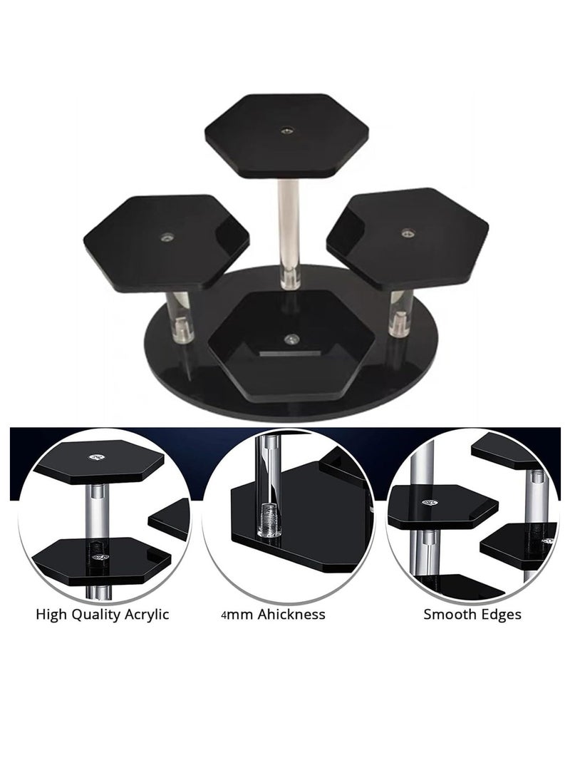 راكسوم حامل عرض أكريليك، حامل عرض شفاف لألعاب الشخصيات، منظم عطور بأربع طبقات، حامل عرض للتخزين، حامل عرض للحلوى، سطح مكتب، ديكور، أسود - Image 5