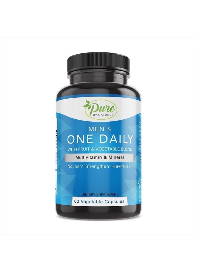 Pure By Nature - One-Daily Multivitamin for Men, Immune Support Supplement with Non-GMO Ingredient, Vitamin & Minerals for Energy, 60 Veggie Capsules - Image 1