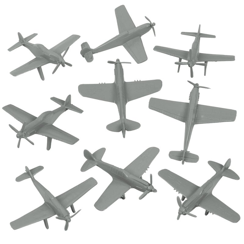 Tim Mee Toy TimMee WW2 Fighter Ace Planes Gray 9pc Plastic Army Men Airplanes USA Made - Image 3